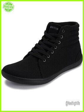 Wide High-Top Canvas Barefoot Sneakers Minimalist Street-Ready Ankle Support